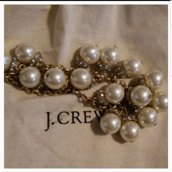 J Crew gold pearl and rhinestones necklace. NWT - Picture 7 of 8